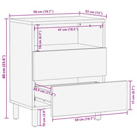 vidaXL Mesa de cabeceira 50x33x60 cm madeira de mangueira maciça