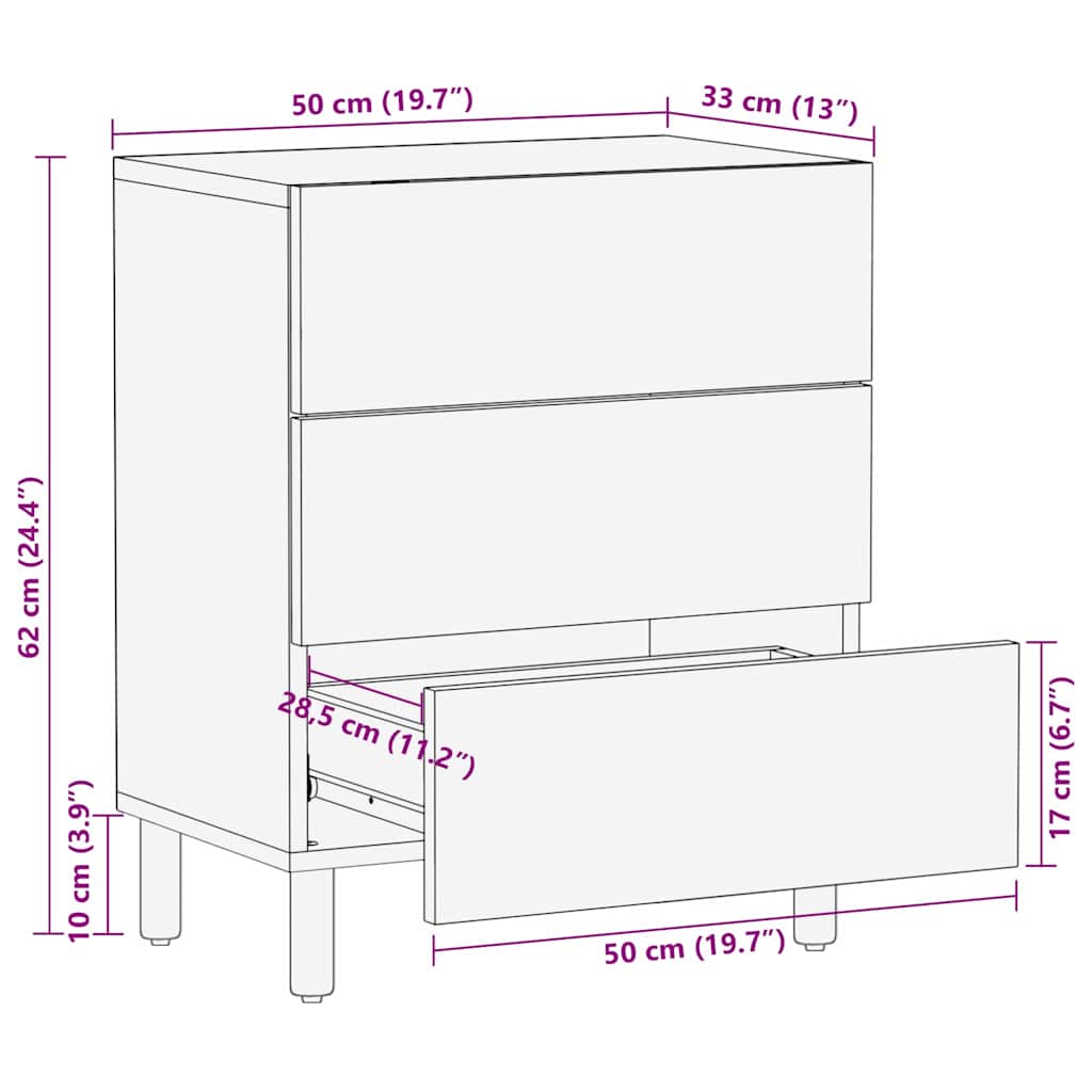 vidaXL Armário de Cabeceira com gaveta Castanho 50 x 33 x 62 cm