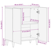 vidaXL Buffet Nogueira 60 x 33 x 75 cm Madeira de manga maciça