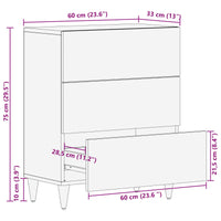vidaXL Buffet Nogueira 60 x 33 x 75 cm Madeira de manga maciça