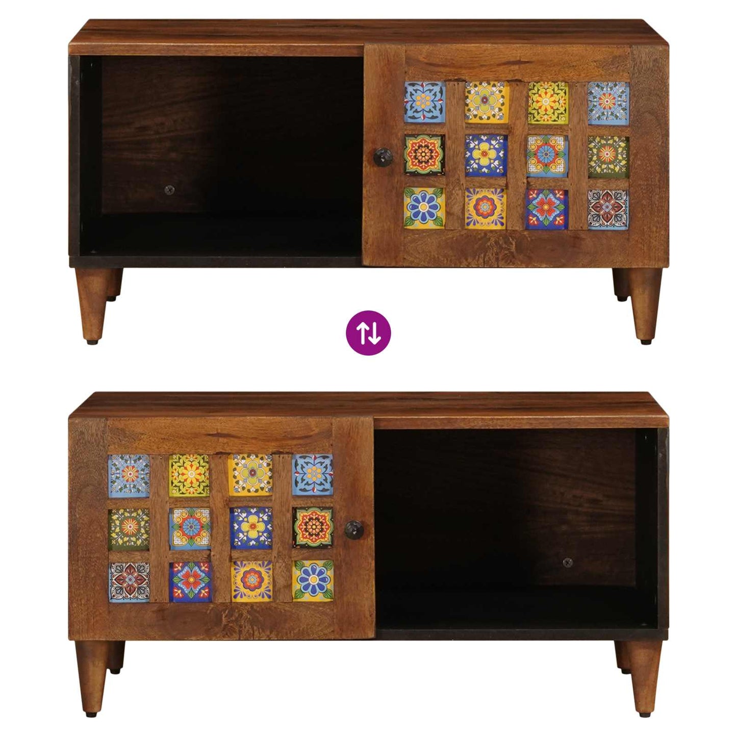 vidaXL Mesa de centro Castanho 80 x 50 x 40 cm Madeira de manga maciça