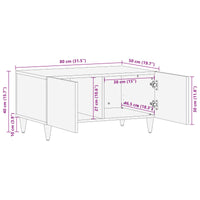 vidaXL Mesa de centro Castanho 80 x 50 x 40 cm Madeira de manga maciça