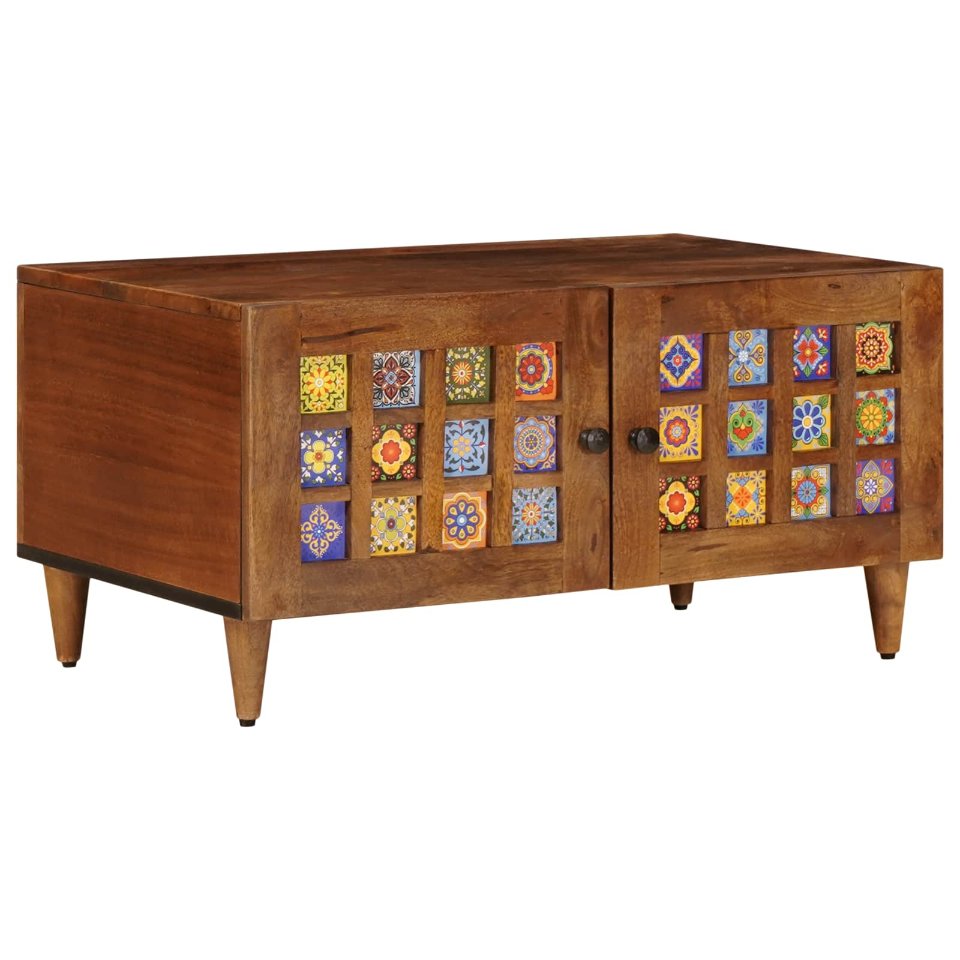 vidaXL Mesa de centro Castanho 80 x 50 x 40 cm Madeira de manga maciça