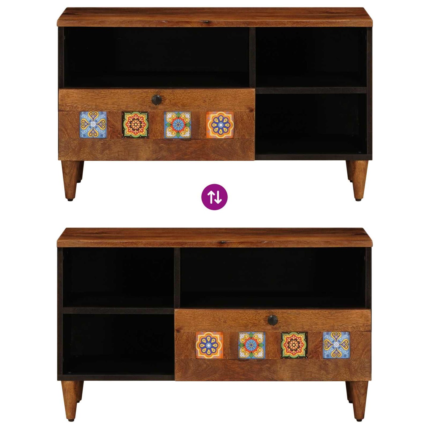 vidaXL Gabinete para TV com gaveta Nogueira 80 x 33 x 46 cm
