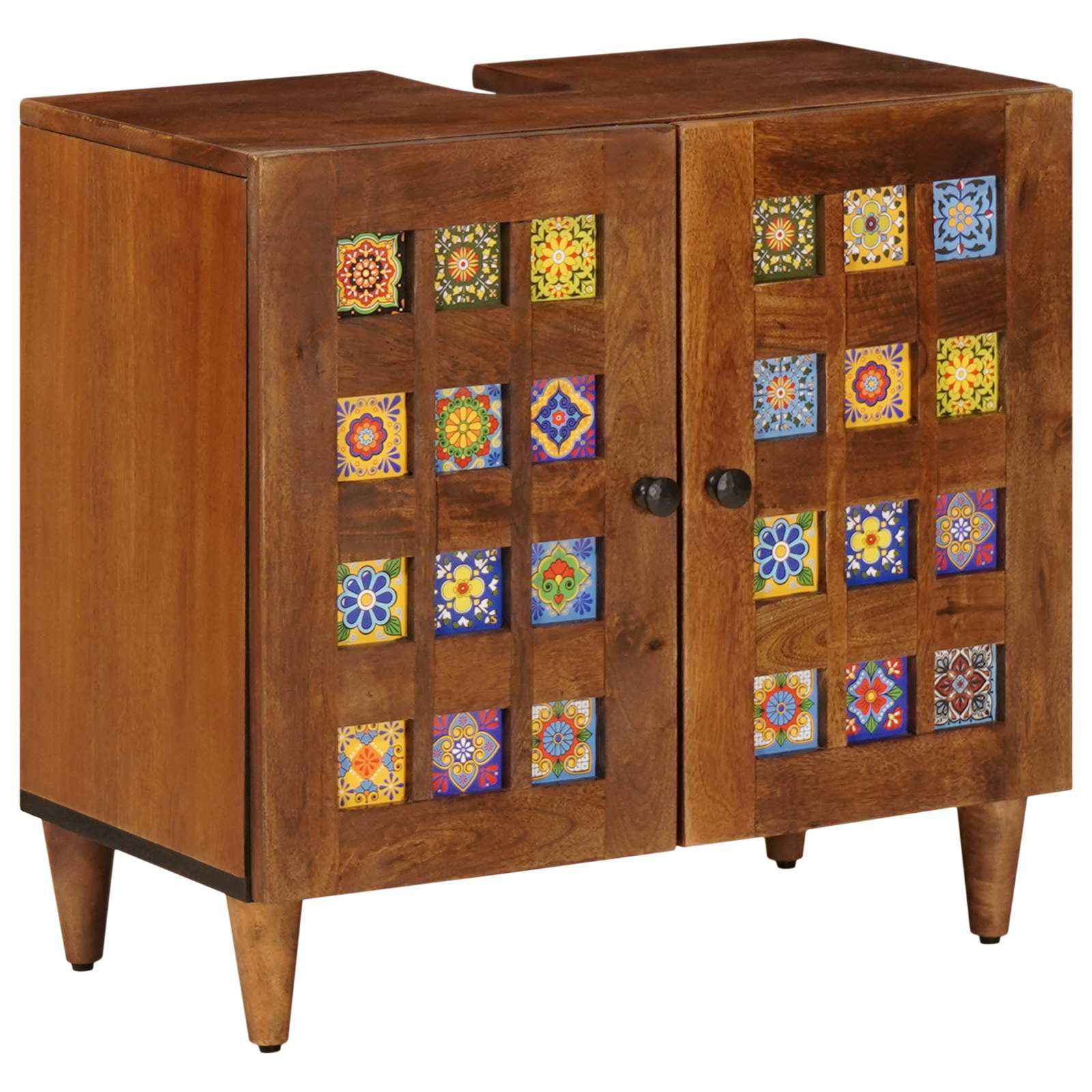 vidaXL Armário para Pia de Banheiro com porta Nogueira 62 x 33 x 58 cm