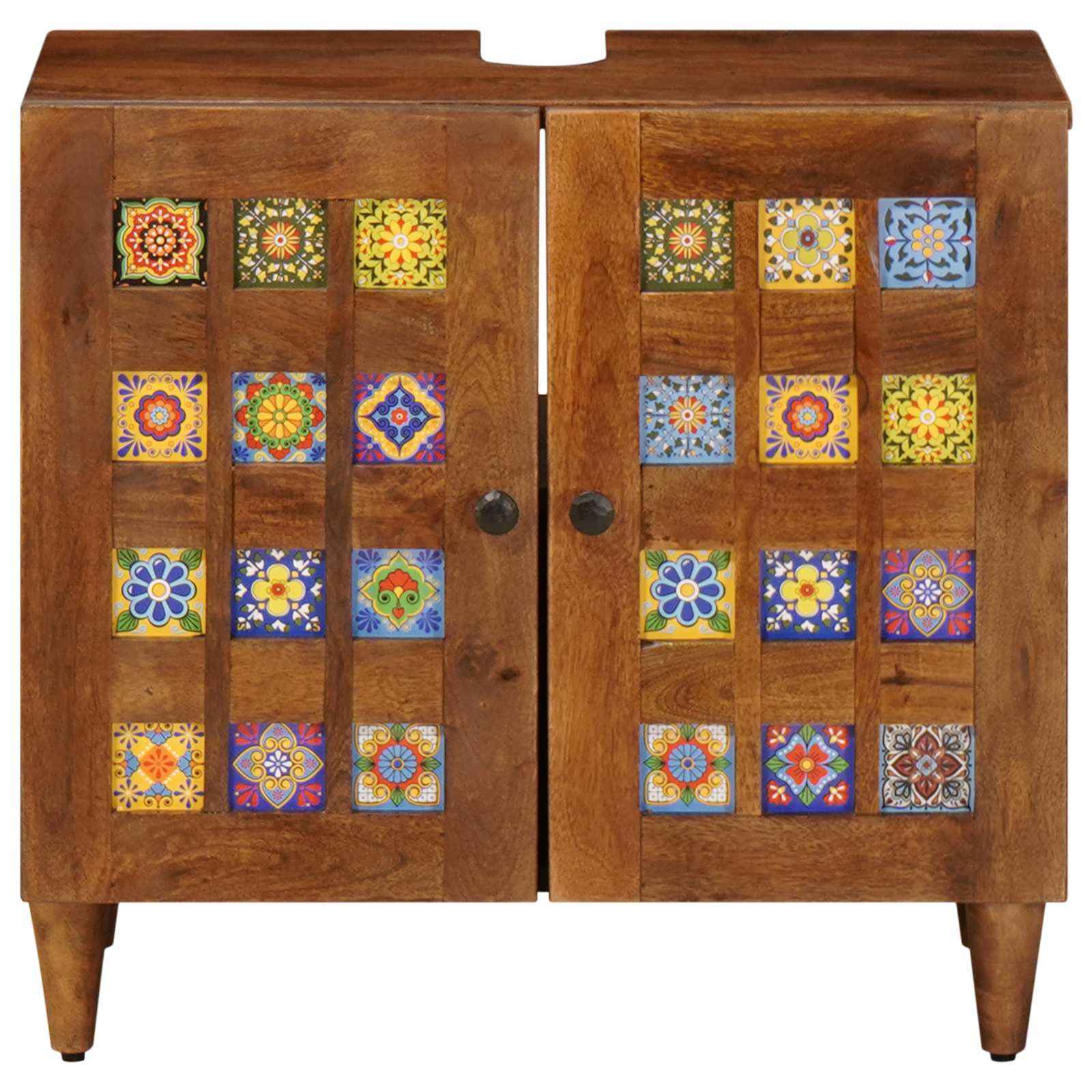 vidaXL Armário para Pia de Banheiro com porta Nogueira 62 x 33 x 58 cm