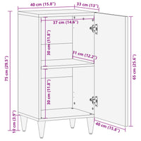vidaXL Buffet Nogueira 40 x 33 x 75 cm Madeira de manga maciça