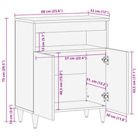 vidaXL Buffet Nogueira 60 x 33 x 75 cm Madeira de manga maciça