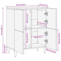vidaXL Buffet Nogueira 60 x 33 x 75 cm Madeira de manga maciça