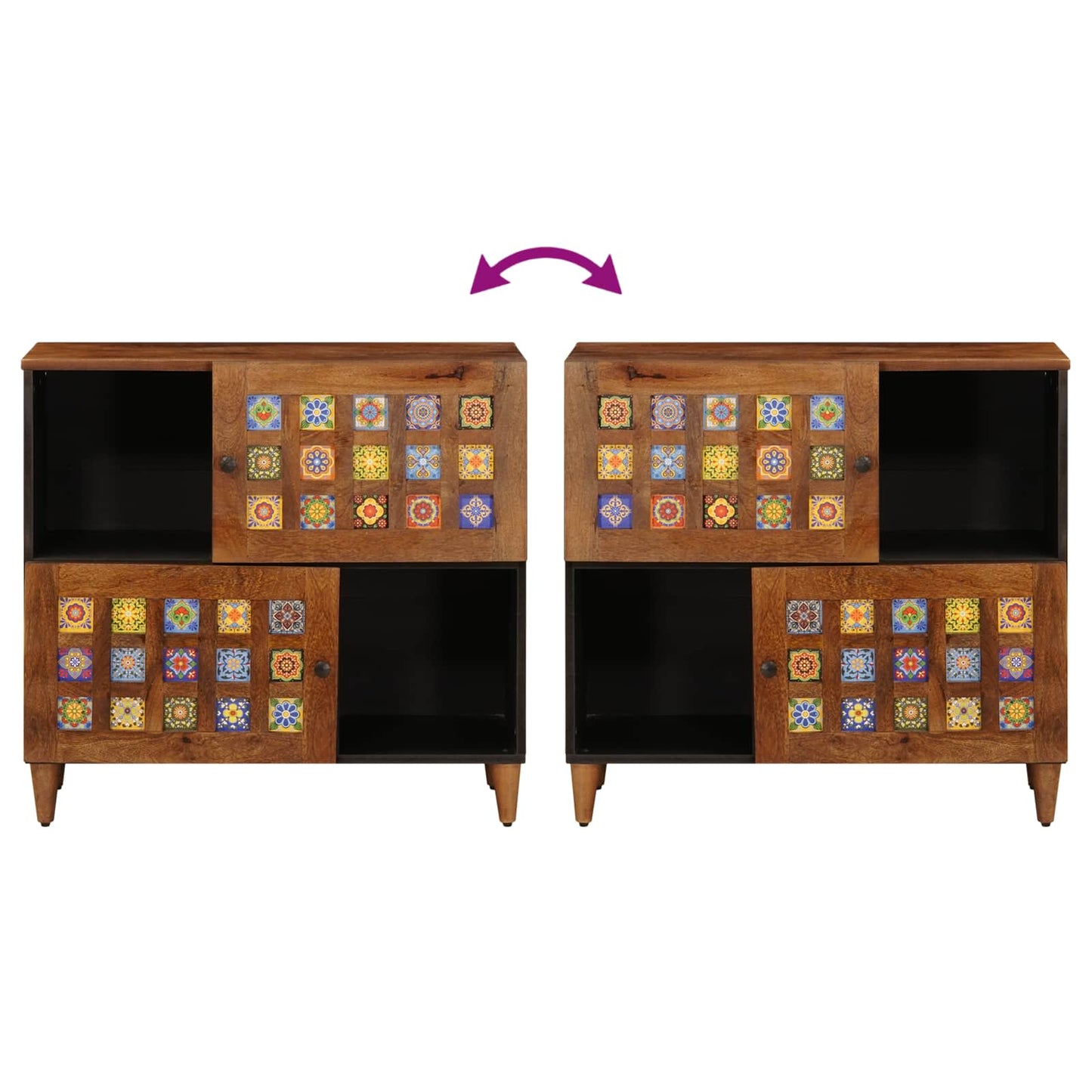 vidaXL Buffet Nogueira 80 x 33 x 75 cm Madeira de manga maciça