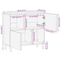 vidaXL Buffet Nogueira 80 x 33 x 75 cm Madeira de manga maciça