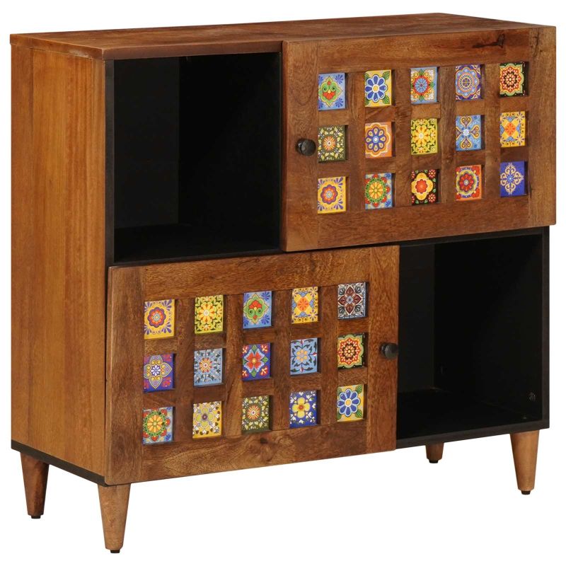 vidaXL Buffet Nogueira 80 x 33 x 75 cm Madeira de manga maciça