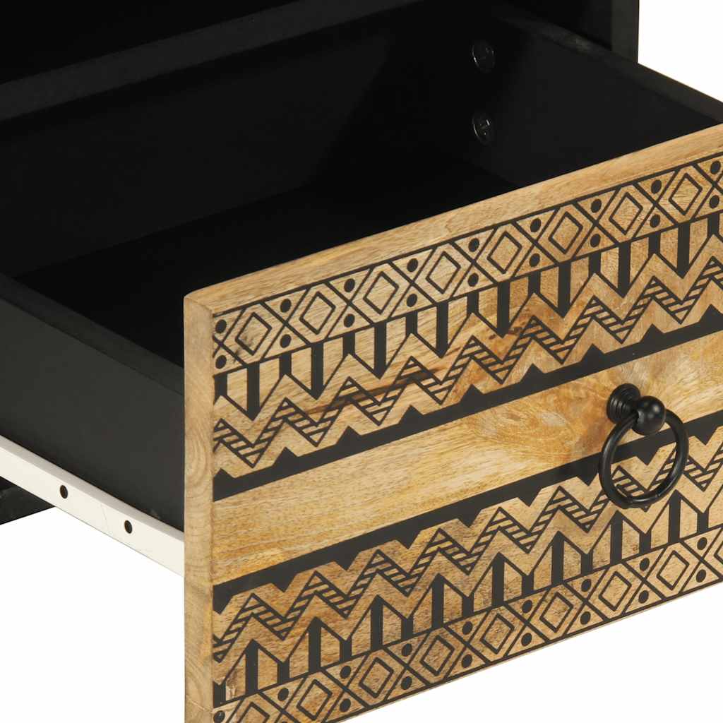 vidaXL Mesa cabeceira 40x33x46cm madeira mangueira áspera maciça preto