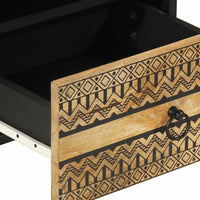 vidaXL Mesa cabeceira 40x33x46cm madeira mangueira áspera maciça preto