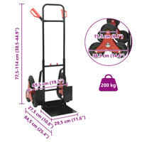 vidaXL Carrinho de Mão Preto e Vermelho 64,5 x 49,5 x 114 cm Aço