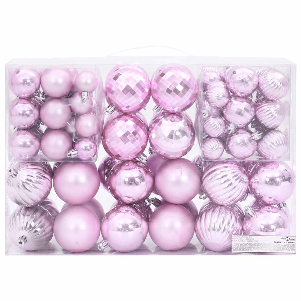 vidaXL Enfeites de Natal 100 pcs Ø3/4/6 cm rosa
