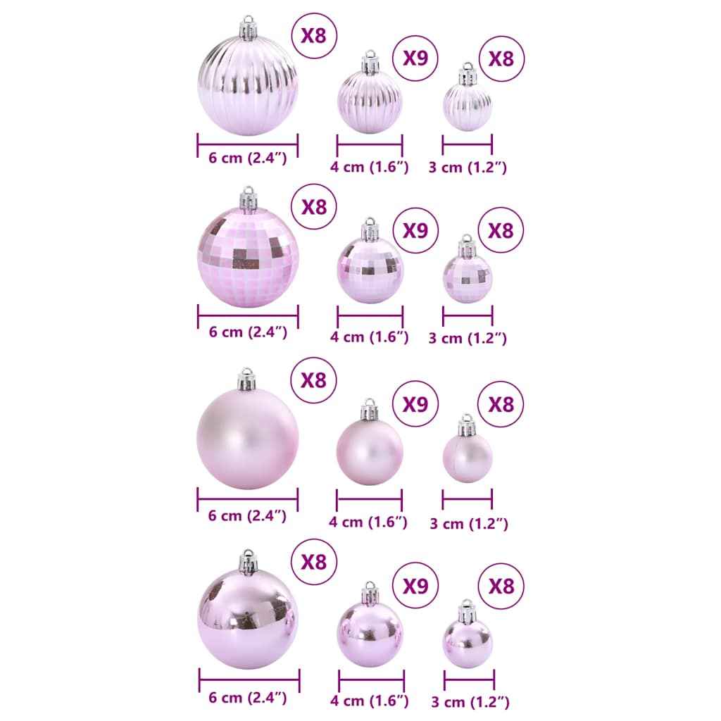 vidaXL Enfeites de Natal 100 pcs Ø3/4/6 cm rosa