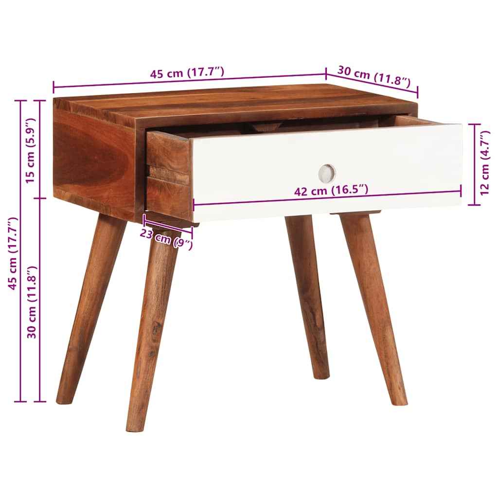 vidaXL Mesa de apoio 45x30x45 cm madeira de acácia maciça