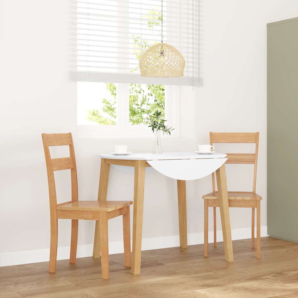 vidaXL Cadeiras de jantar 2 pcs madeira de seringueira maciça branco