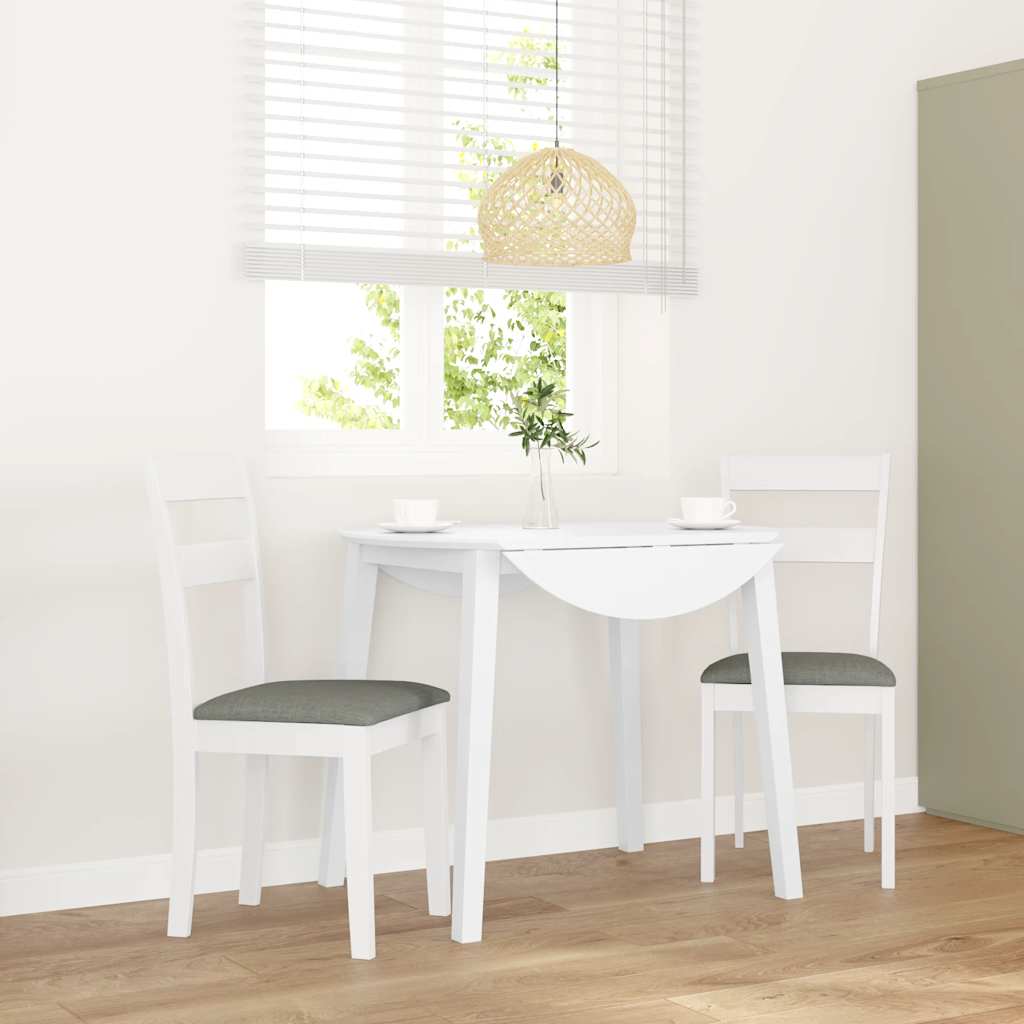vidaXL Cadeiras de jantar 2 pcs madeira de seringueira maciça branco