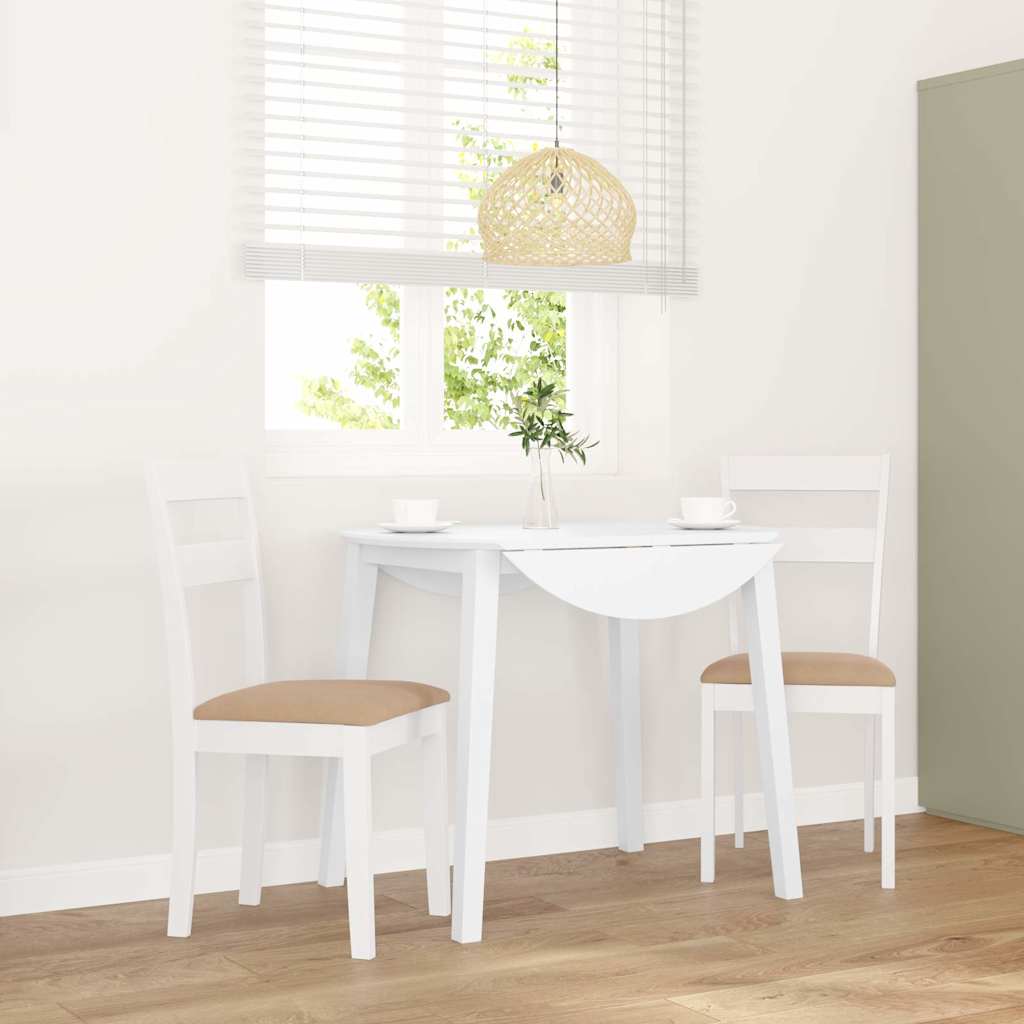 vidaXL Cadeiras de jantar 2 pcs madeira de seringueira maciça branco