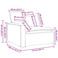 vidaXL Módulo de sofá modular com braço e almofadões 100 cm