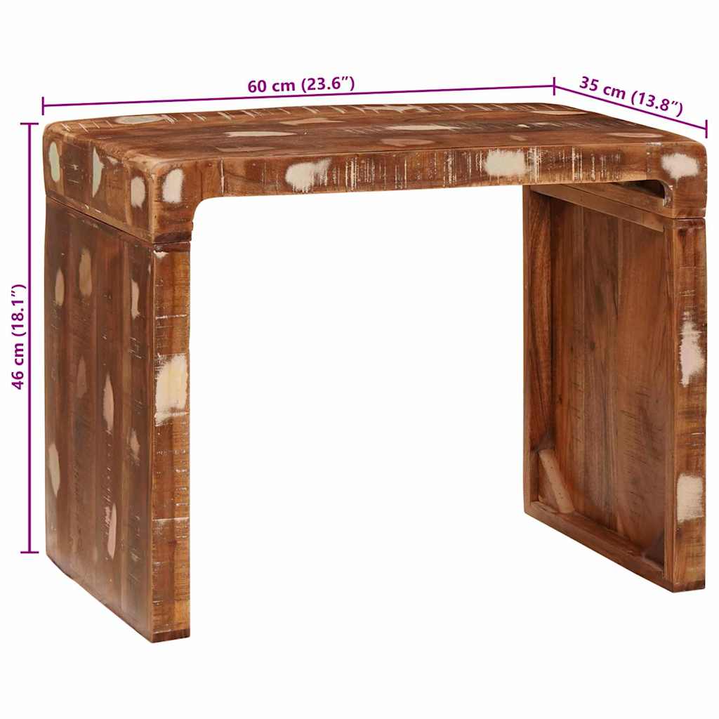 vidaXL Mesa de apoio Castanho 60 x 35 x 46 cm Madeira Reforçada Sólida