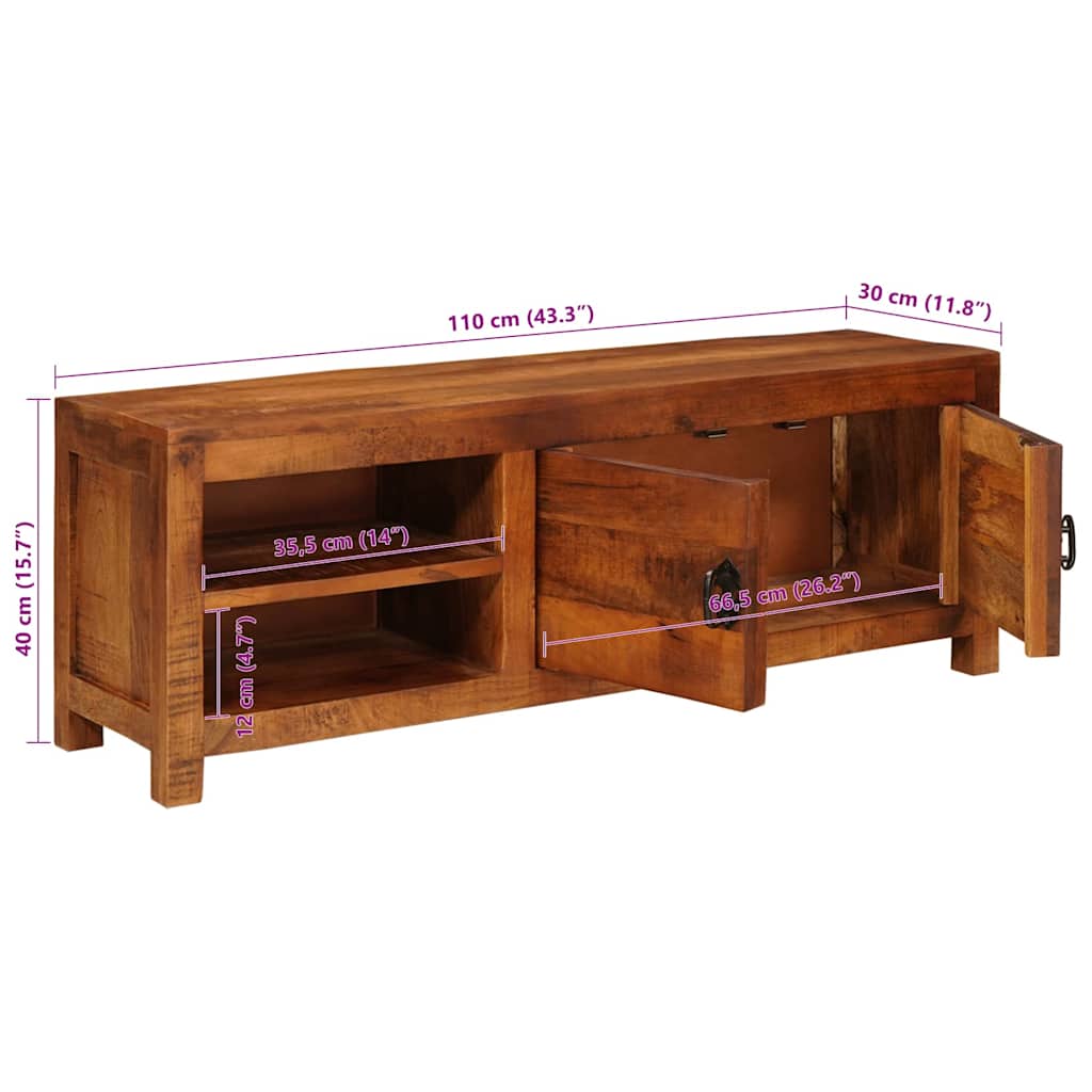 vidaXL Gabinete para TV com prateleira Castanho 110 x 30 x 40 cm