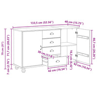 vidaXL Buffet ASKIM 133,5 x 40 x 79 cm Madeira de pinho maciça