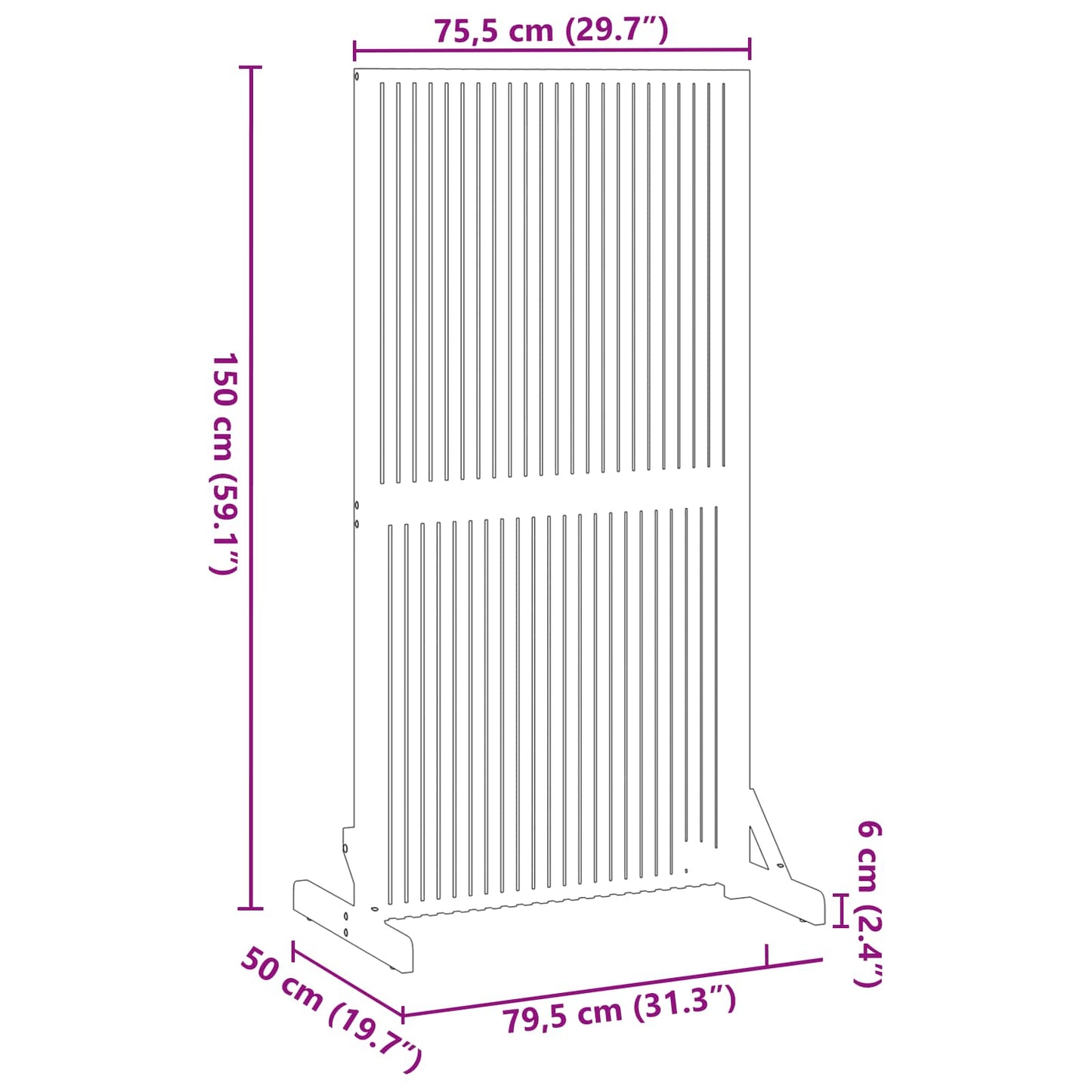 vidaXL Protetor de Privacidade Castanho 79.5 x 50 x 110 cm