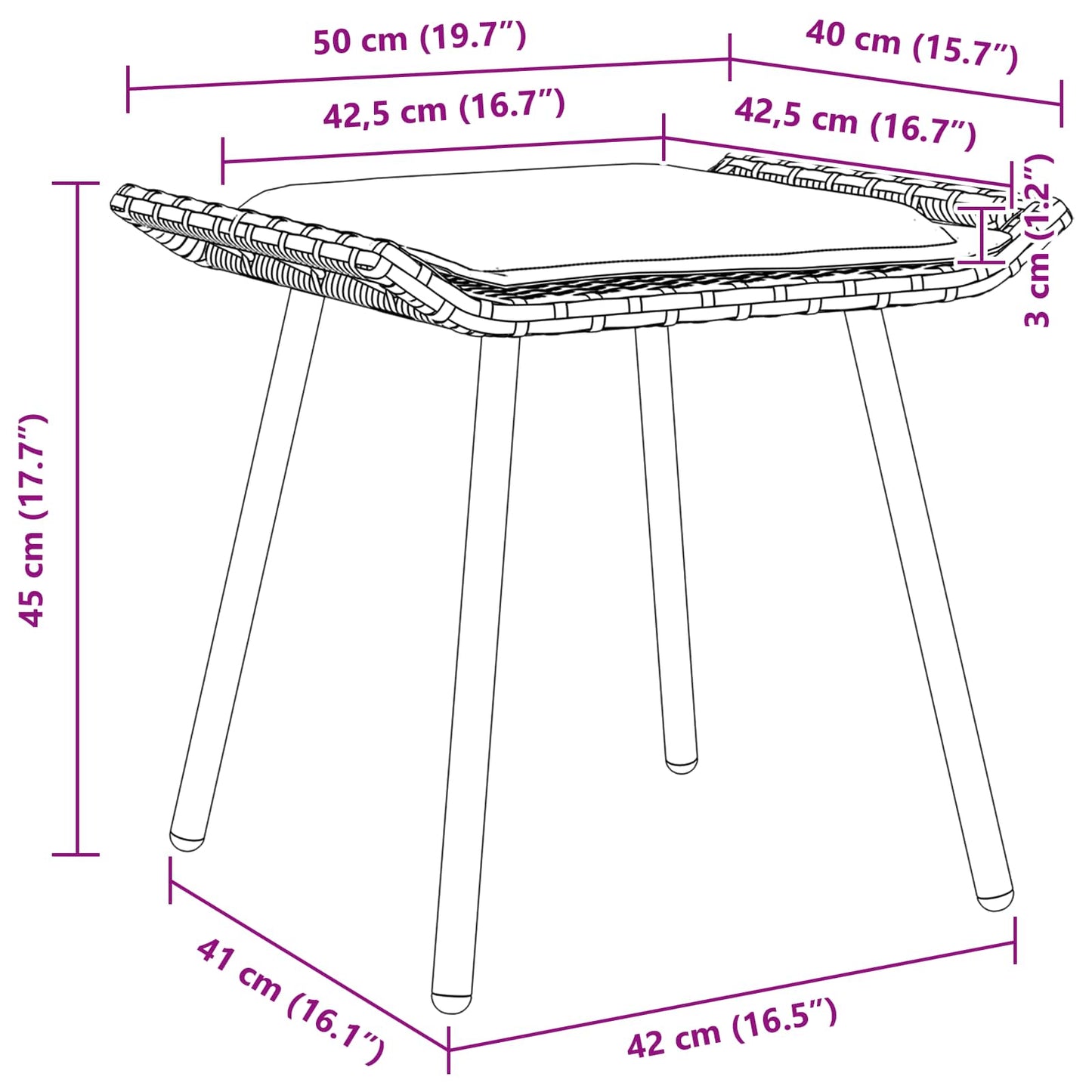 vidaXL Banquinho de Jardim 2 pcs Natura 50 x 40 x 45cm Aço