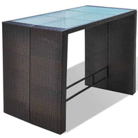 vidaXL 7 pcs conjunto bar para jardim c/ almofadões vime PE castanho