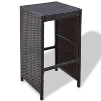 vidaXL 7 pcs conjunto bar para jardim c/ almofadões vime PE castanho