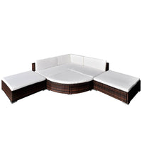 vidaXL 6 pcs conjunto lounge de jardim c/ almofadões vime PE castanho