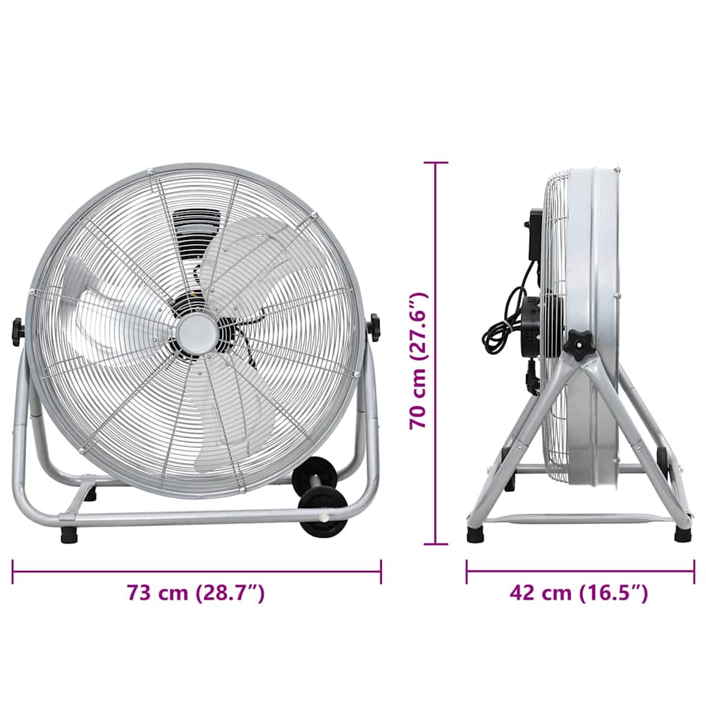 vidaXL Ventilador de tambor com roda Prateado 73 x 42 x 70 cm Alumínio