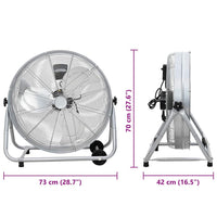 vidaXL Ventilador de tambor com roda Prateado 73 x 42 x 70 cm Alumínio