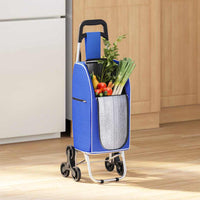 vidaXL Carrinho de Compras Azul 39,5 x 33 x 93 cm Tecido Oxford