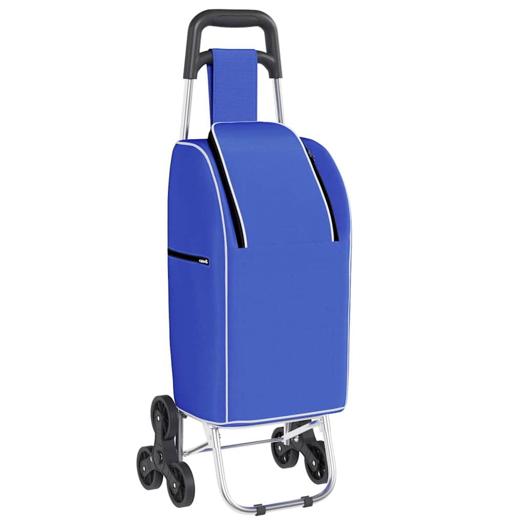 vidaXL Carrinho de Compras Azul 39,5 x 33 x 93 cm Tecido Oxford