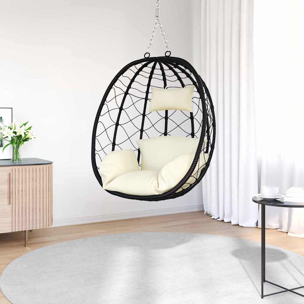 vidaXL Cadeira suspensa tipo ovo Branco creme 91,5 x 60 x 110 cm
