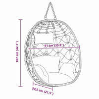 vidaXL Cadeira suspensa tipo ovo Branco creme 91,5 x 60 x 110 cm