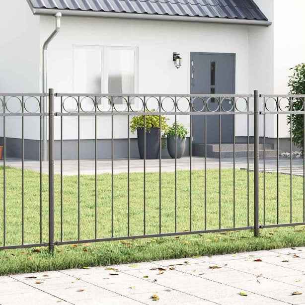vidaXL Cerca de jardim em aço 1,81 x 0,8 m, preta