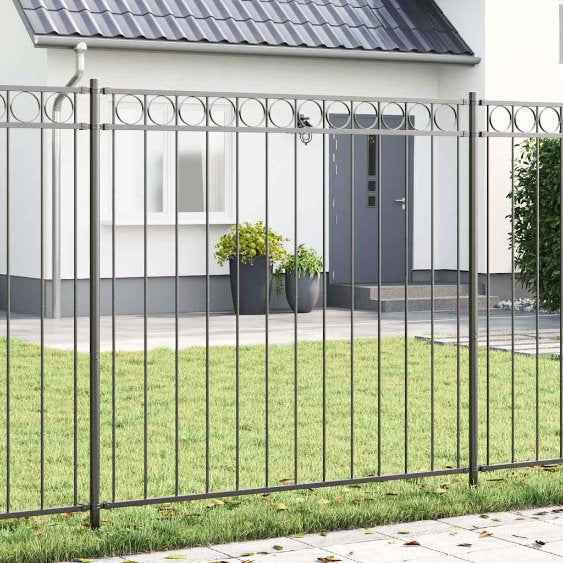 vidaXL Cerca de jardim em aço 1,81 x 0,8 m, preta