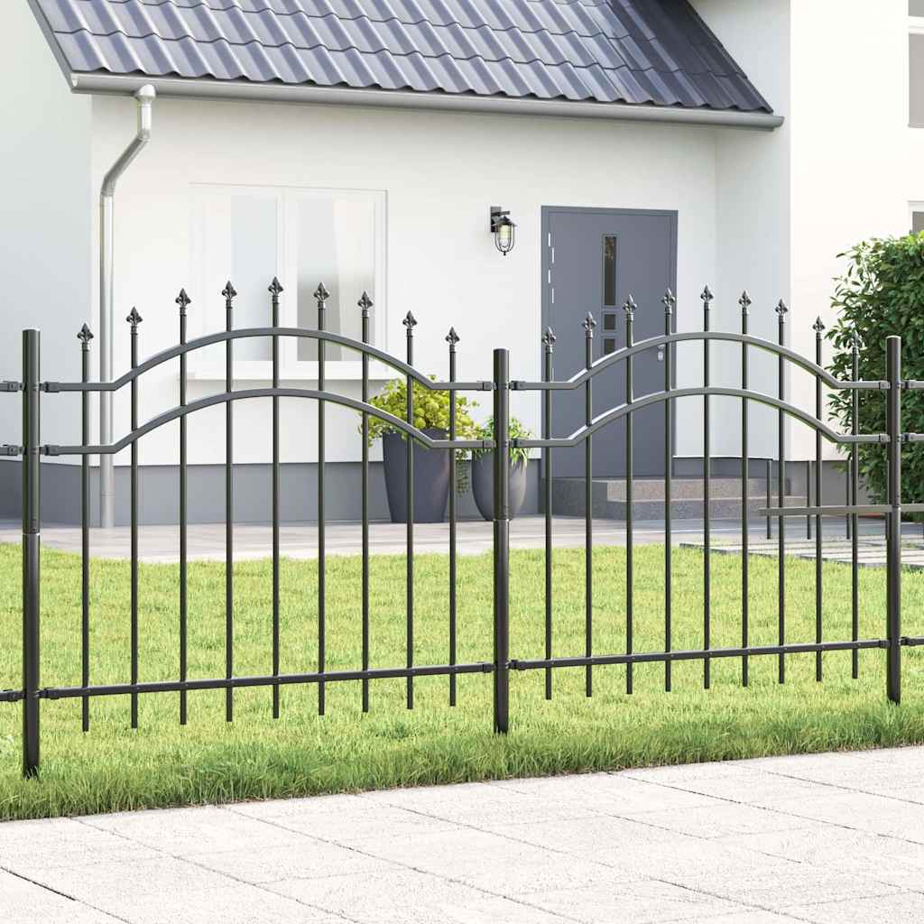 vidaXL Cerca de jardim com topo em forma de lança, preta, 239x75 cm, aço com revestimento em pó