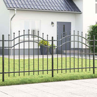 vidaXL Cerca de jardim com topo em forma de lança, preta, 239x75 cm, aço com revestimento em pó