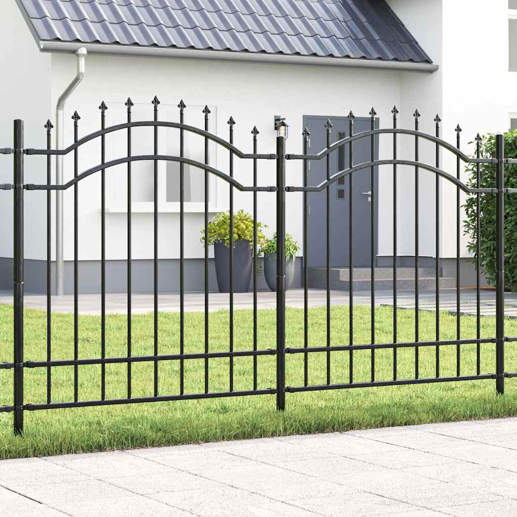 vidaXL Cerca de jardim com topo em forma de lança, preta, 239x75 cm, aço com revestimento em pó
