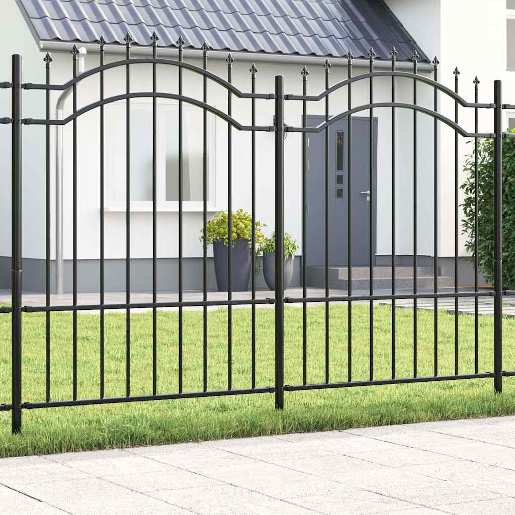 vidaXL Cerca de jardim com topo em forma de lança, preta, 239x75 cm, aço com revestimento em pó