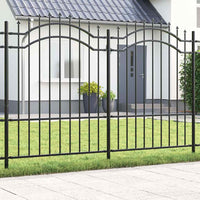 vidaXL Cerca de jardim com topo em forma de lança, preta, 239x75 cm, aço com revestimento em pó