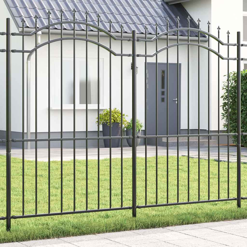 vidaXL Cerca de jardim com topo em forma de lança, preta, 239x75 cm, aço com revestimento em pó