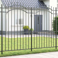 vidaXL Cerca de jardim com topo em forma de lança, preta, 239x75 cm, aço com revestimento em pó
