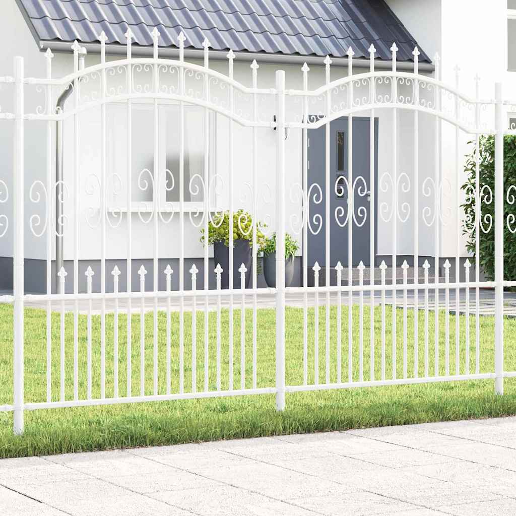 vidaXL Cerca de jardim com topo em forma de lança, preta, 240x75 cm, aço com revestimento em pó